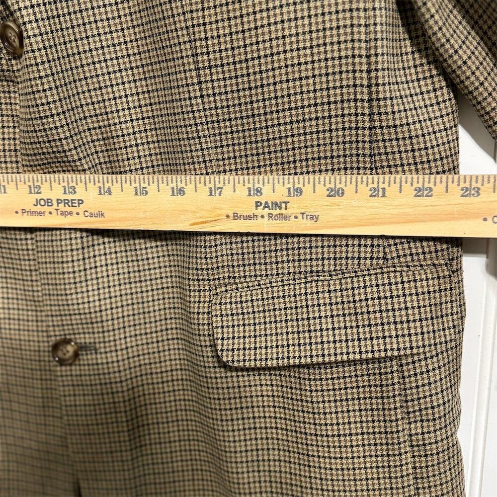 Kasper 46 Virgin Wool Blazer Jacket Brown Houndstooth Tweed Dark Academia‎ Vtg - Picture 4 of 9